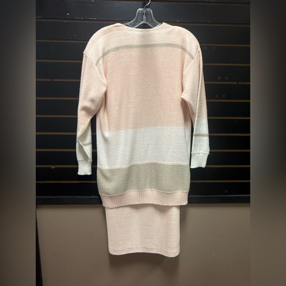 Ami Petite Cream and Pink Long Sleeve Sweater Dress Casual two piece - Picture 6 of 7